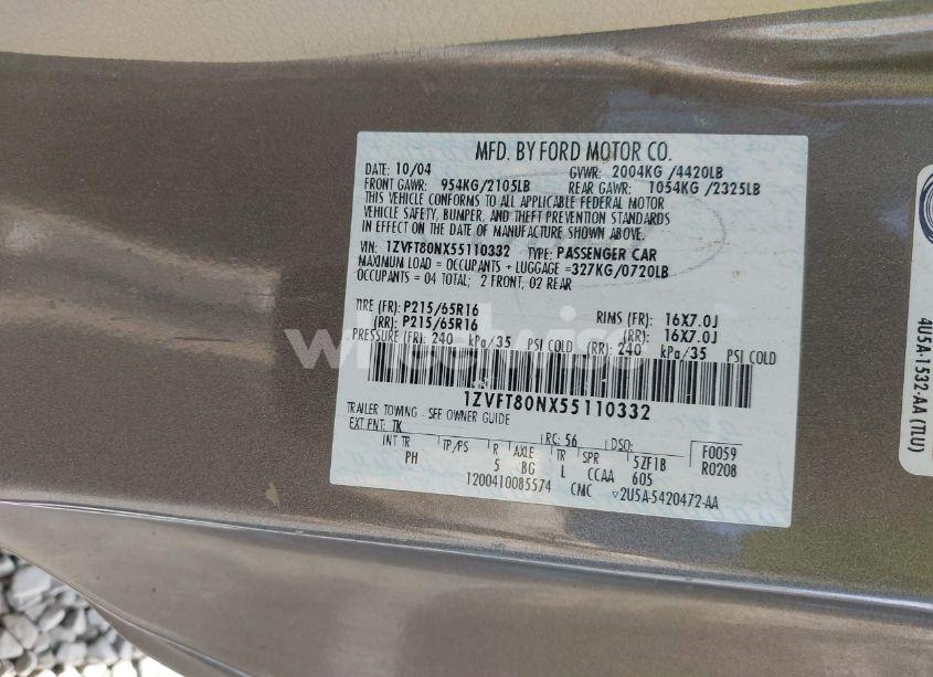 Photo 9 of 2005 Ford Mustang V6 DELUXE/V6 PREMIUM (VIN 1ZVFT80NX55110332)