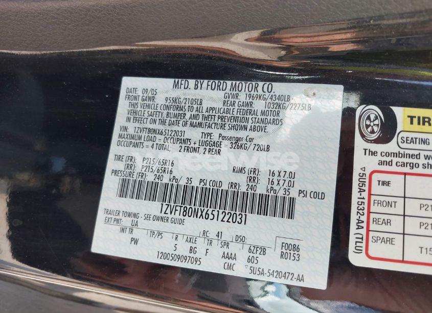 Photo 9 of 2006 Ford Mustang V6 (VIN 1ZVFT80NX65122031)