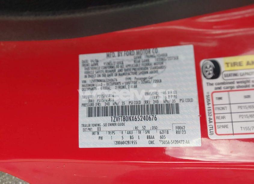 Photo 9 of 2006 Ford Mustang V6 (VIN 1ZVFT80NX65240676)