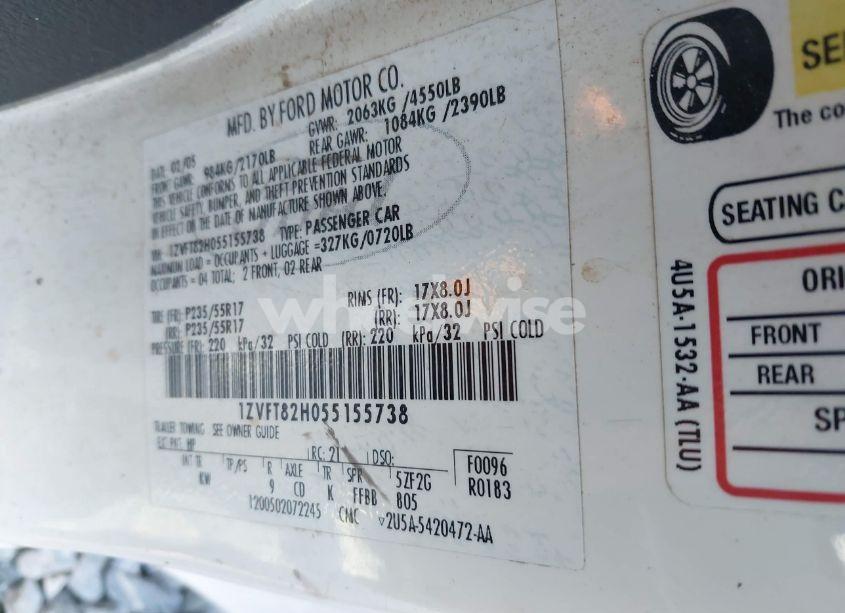 Photo 9 of 2005 Ford Mustang GT DELUXE/GT PREMIUM (VIN 1ZVFT82H055155738)