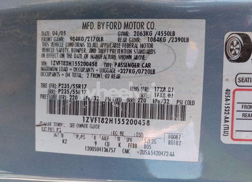 Photo 9 of 2005 Ford Mustang GT DELUXE/GT PREMIUM (VIN 1ZVFT82H155200458)