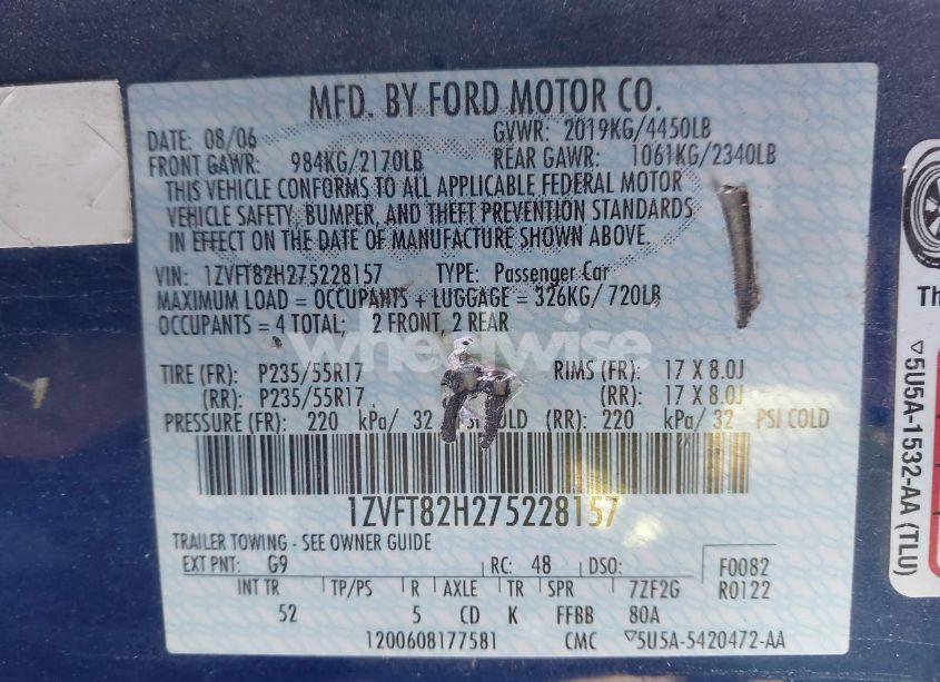 Photo 9 of 2007 Ford Mustang GT DELUXE/GT PREMIUM (VIN 1ZVFT82H275228157)