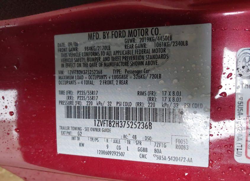 Photo 9 of 2007 Ford Mustang GT DELUXE/GT PREMIUM (VIN 1ZVFT82H375252368)