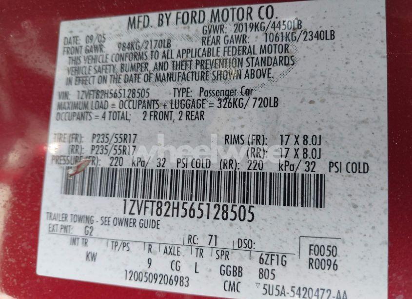 Photo 9 of 2006 Ford Mustang GT (VIN 1ZVFT82H565128505)