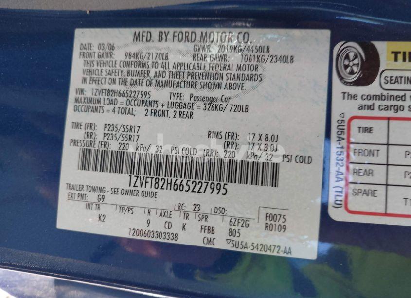 Photo 9 of 2006 Ford Mustang GT (VIN 1ZVFT82H665227995)