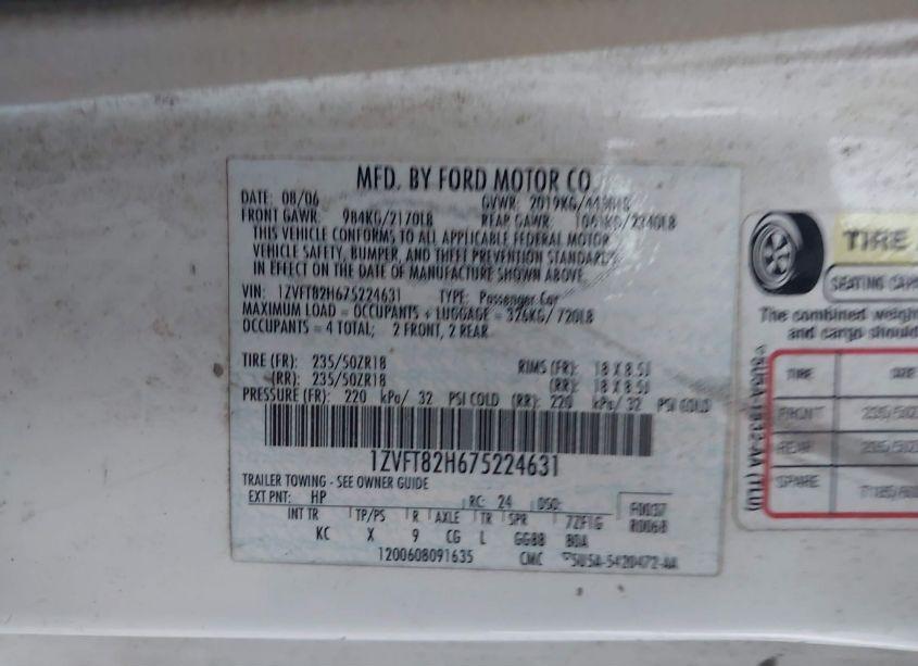 Photo 9 of 2007 Ford Mustang GT DELUXE/GT PREMIUM (VIN 1ZVFT82H675224631)