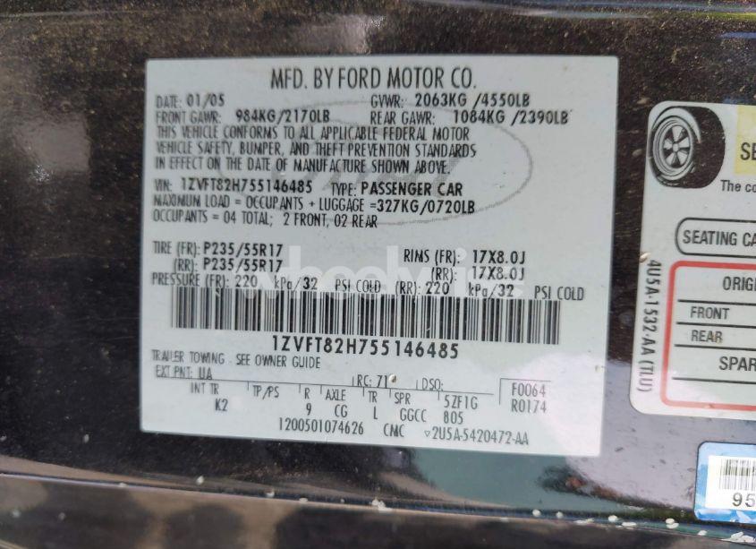 Photo 9 of 2005 Ford Mustang GT DELUXE/GT PREMIUM (VIN 1ZVFT82H755146485)