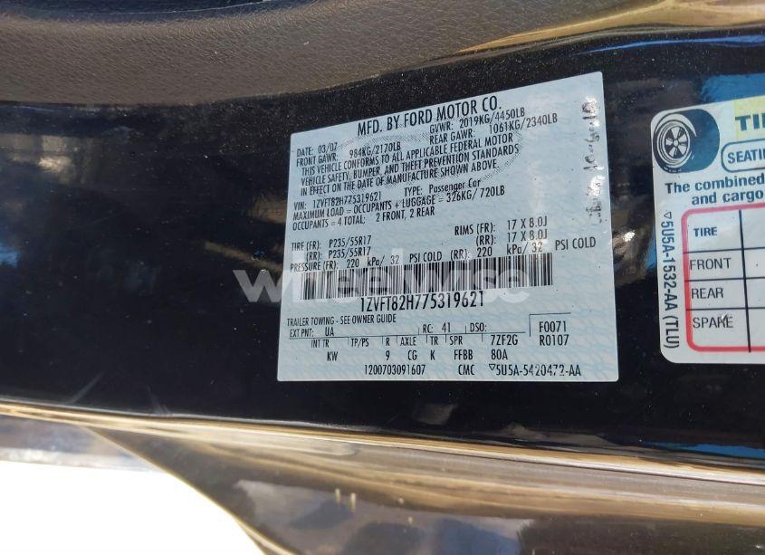 Photo 9 of 2007 Ford Mustang GT DELUXE/GT PREMIUM (VIN 1ZVFT82H775319621)