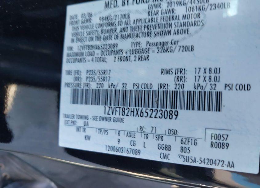 Photo 9 of 2006 Ford Mustang GT (VIN 1ZVFT82HX65223089)