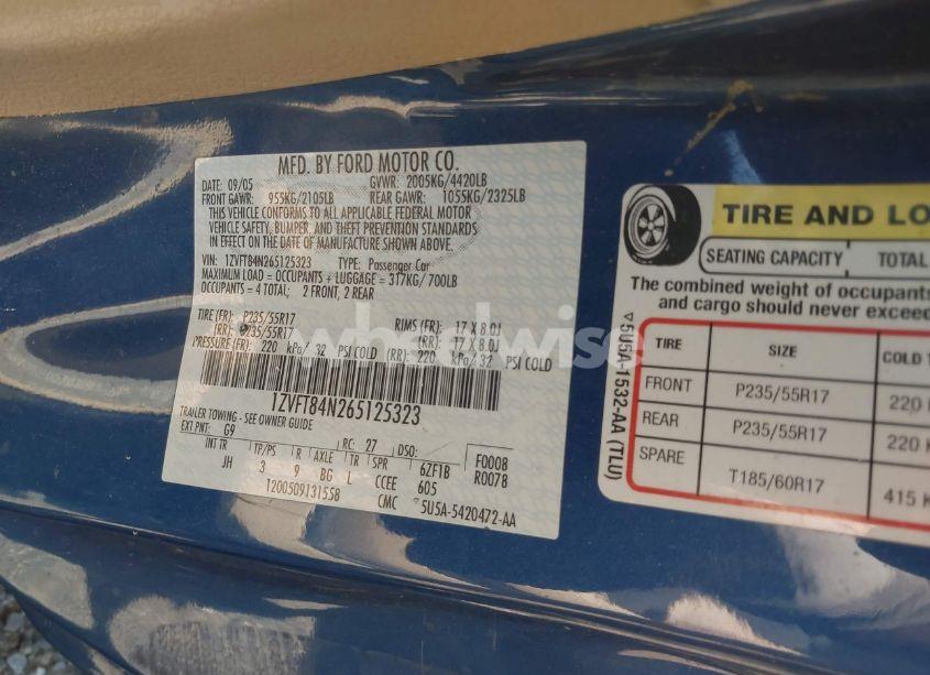 Photo 9 of 2006 Ford Mustang V6 (VIN 1ZVFT84N265125323)