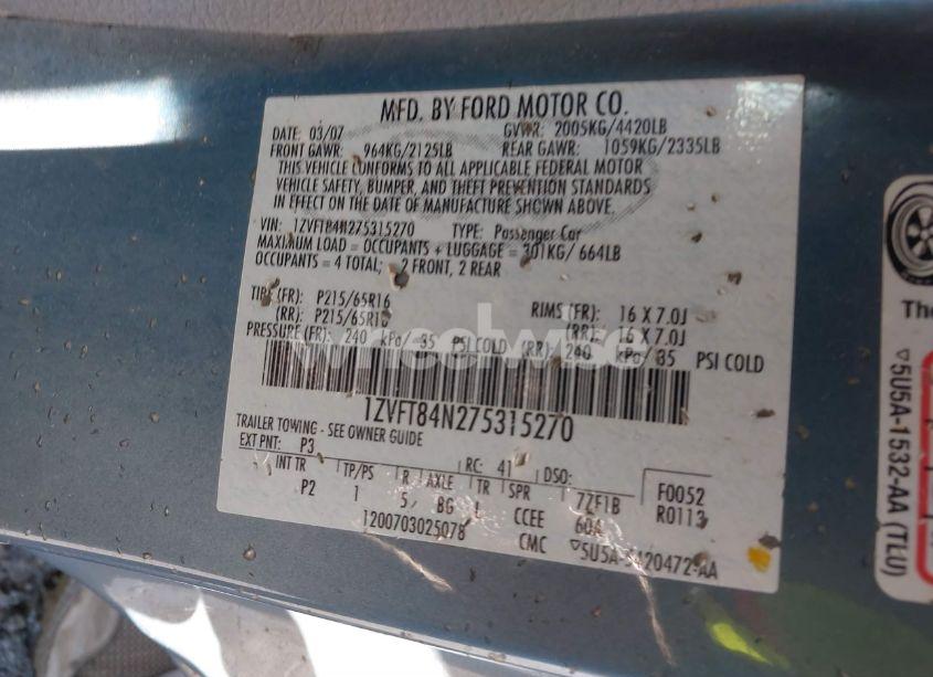 Photo 9 of 2007 Ford Mustang V6 DELUXE/V6 PREMIUM (VIN 1ZVFT84N275315270)