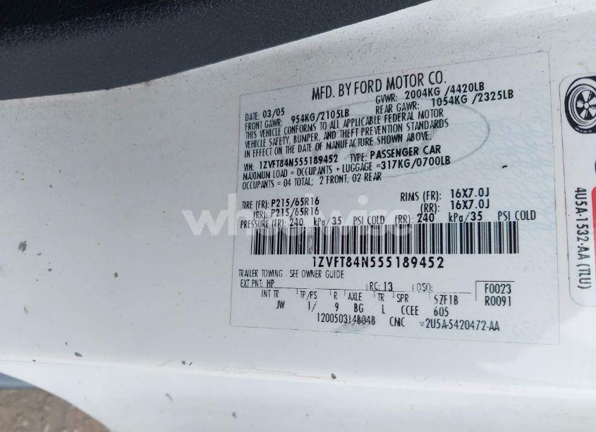 Photo 9 of 2005 Ford Mustang (VIN 1ZVFT84N555189452)