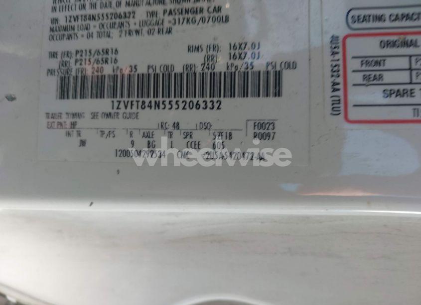 Photo 9 of 2005 Ford Mustang (VIN 1ZVFT84N555206332)