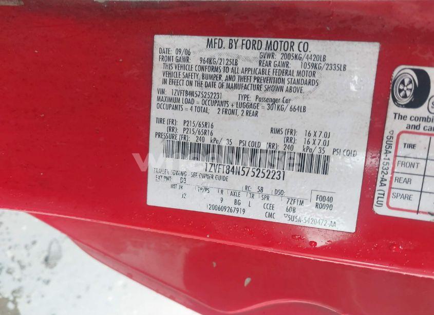 Photo 9 of 2007 Ford Mustang V6 DELUXE/V6 PREMIUM (VIN 1ZVFT84N575252231)