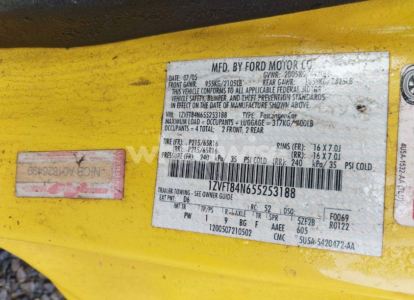 Photo 9 of 2005 Ford Mustang (VIN 1ZVFT84N655253188)