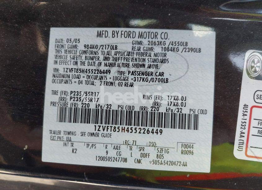 Photo 9 of 2005 Ford Mustang GT (VIN 1ZVFT85H455226449)