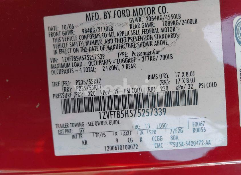 Photo 9 of 2007 Ford Mustang GT DELUXE/GT PREMIUM (VIN 1ZVFT85H575257339)