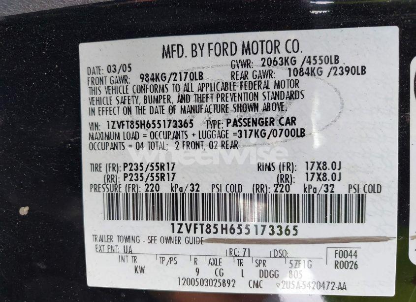 Photo 9 of 2005 Ford Mustang GT (VIN 1ZVFT85H655173365)