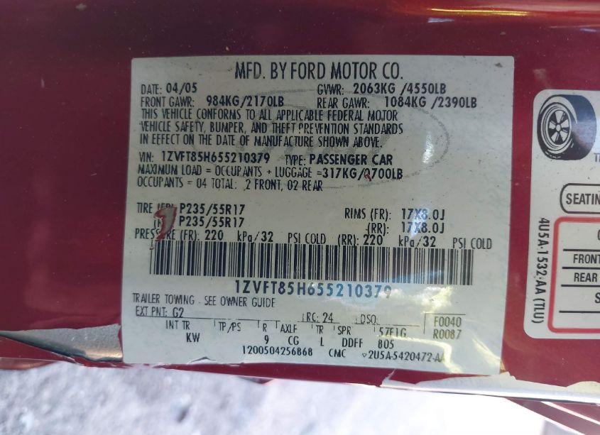 Photo 9 of 2005 Ford Mustang GT (VIN 1ZVFT85H655210379)