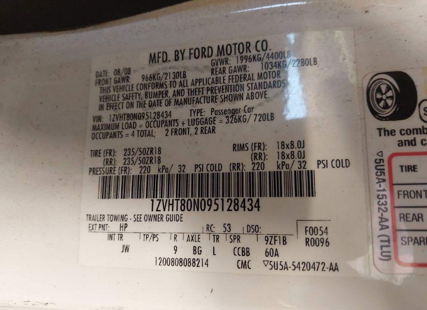 Photo 9 of 2009 Ford Mustang V6/V6 PREMIUM (VIN 1ZVHT80N095128434)