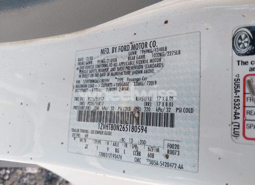 Photo 9 of 2006 Ford Mustang V6 (VIN 1ZVHT80N265180594)