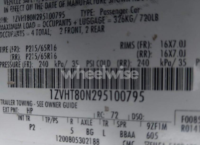 Photo 9 of 2009 Ford Mustang V6/V6 PREMIUM (VIN 1ZVHT80N295100795)