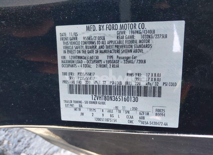 Photo 9 of 2006 Ford Mustang V6 (VIN 1ZVHT80N365160130)