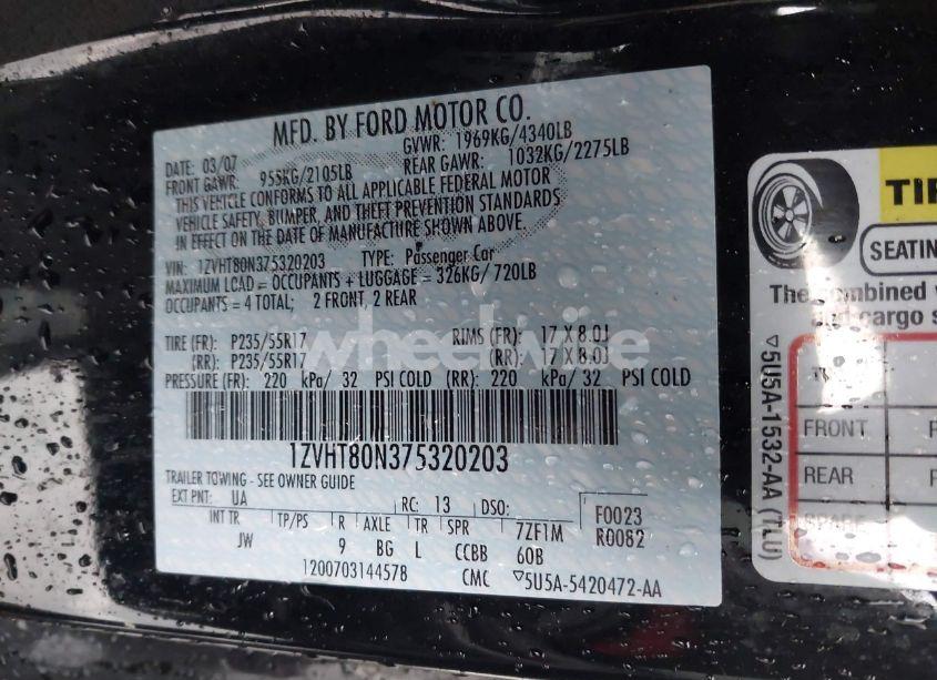 Photo 9 of 2007 Ford Mustang V6 DELUXE/V6 PREMIUM (VIN 1ZVHT80N375320203)