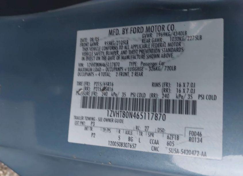 Photo 9 of 2006 Ford Mustang V6 (VIN 1ZVHT80N465117870)