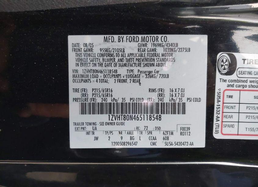 Photo 9 of 2006 Ford Mustang V6 (VIN 1ZVHT80N465118548)