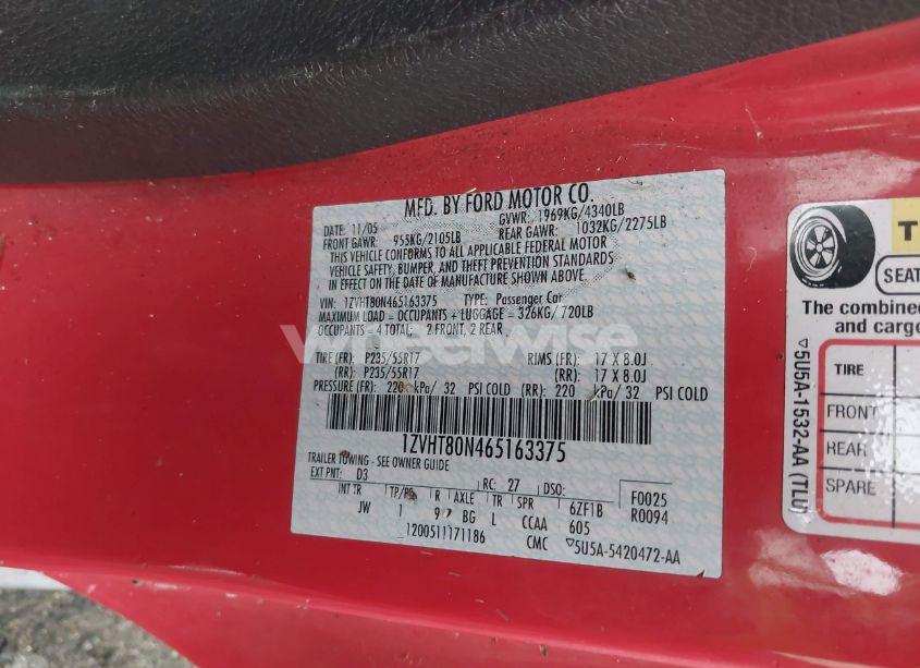 Photo 9 of 2006 Ford Mustang V6 (VIN 1ZVHT80N465163375)