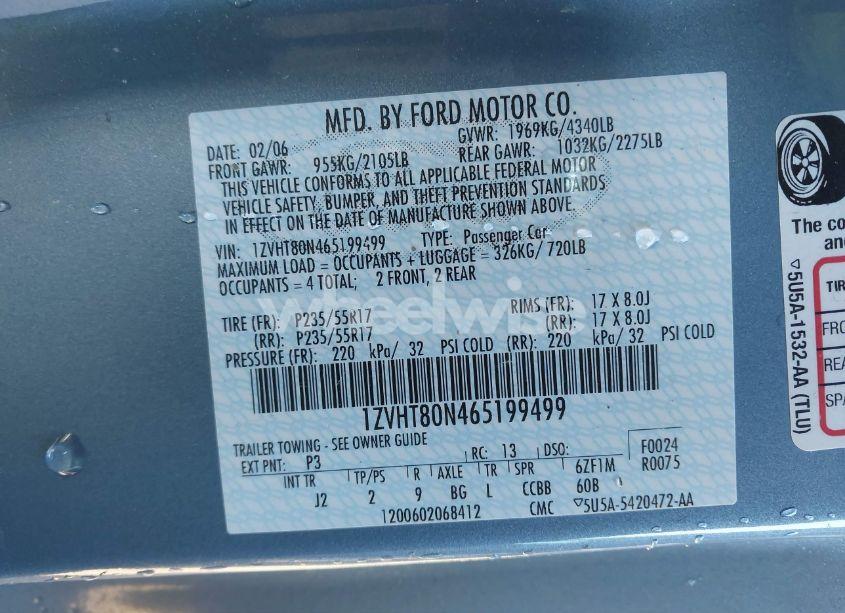 Photo 9 of 2006 Ford Mustang V6 (VIN 1ZVHT80N465199499)