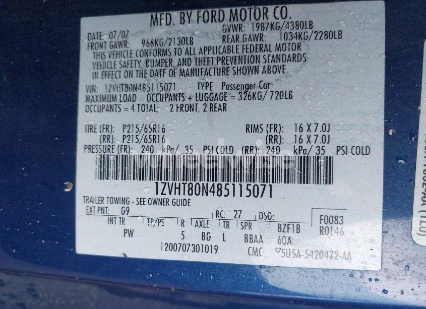 Photo 9 of 2008 Ford Mustang V6 DELUXE/V6 PREMIUM (VIN 1ZVHT80N485115071)