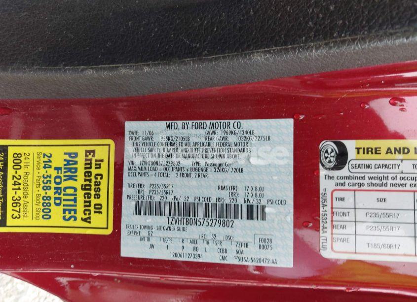 Photo 9 of 2007 Ford Mustang V6 DELUXE/V6 PREMIUM (VIN 1ZVHT80N575279802)