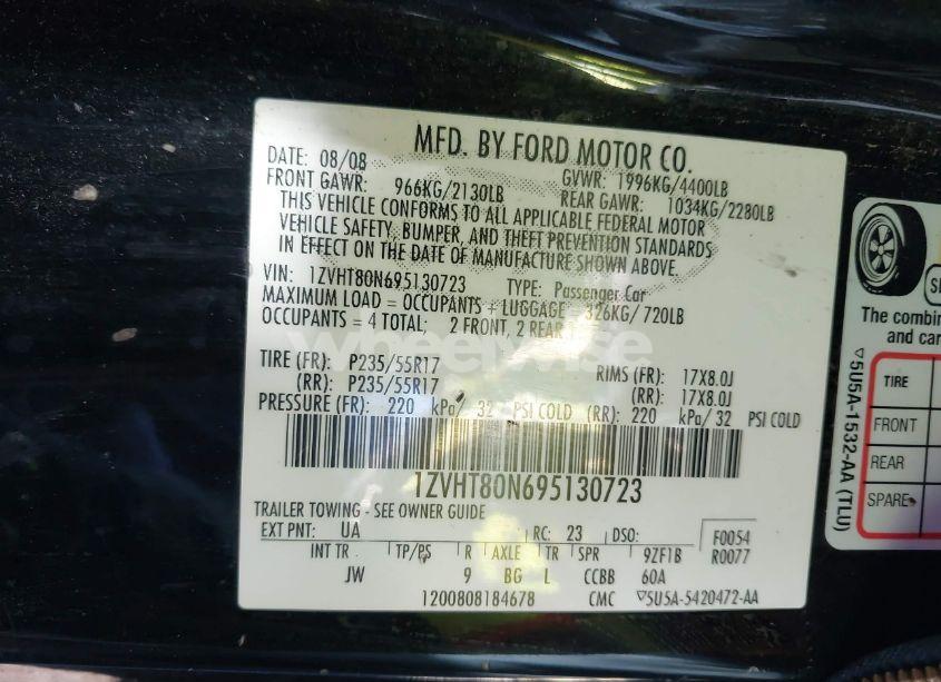 Photo 9 of 2009 Ford Mustang V6 PREMIUM (VIN 1ZVHT80N695130723)