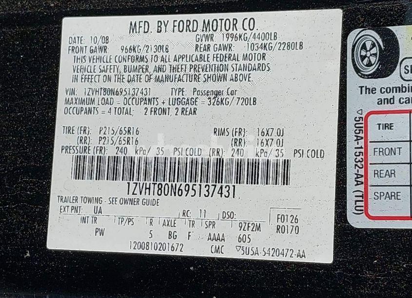 Photo 9 of 2009 Ford Mustang V6 (VIN 1ZVHT80N695137431)