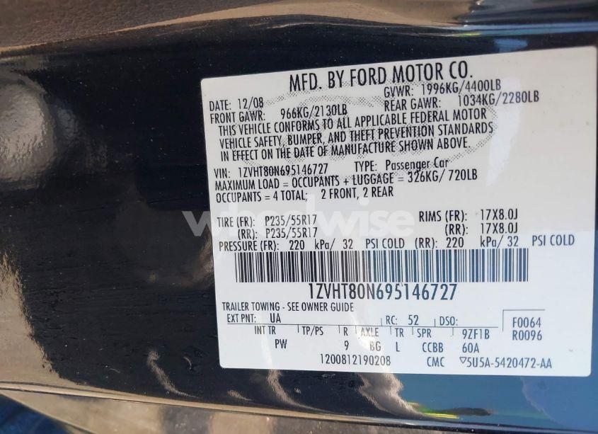 Photo 9 of 2009 Ford Mustang V6 PREMIUM (VIN 1ZVHT80N695146727)