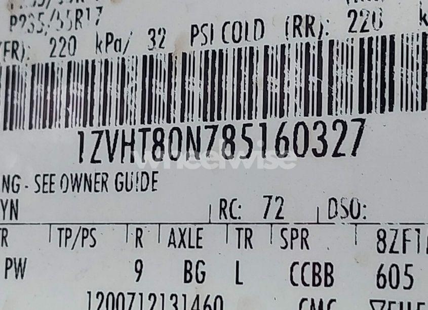 Photo 9 of 2008 Ford Mustang V6 DELUXE/V6 PREMIUM (VIN 1ZVHT80N785160327)