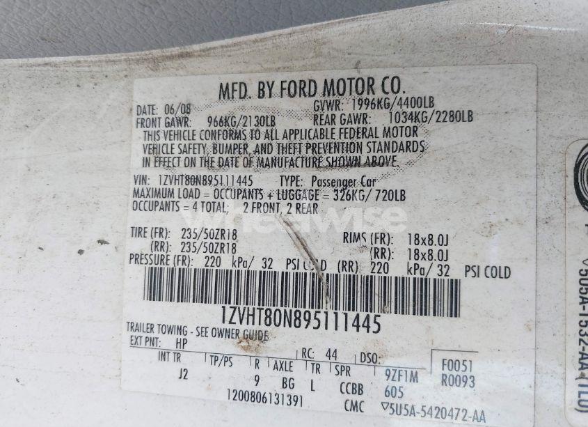 Photo 9 of 2009 Ford Mustang V6/V6 PREMIUM (VIN 1ZVHT80N895111445)