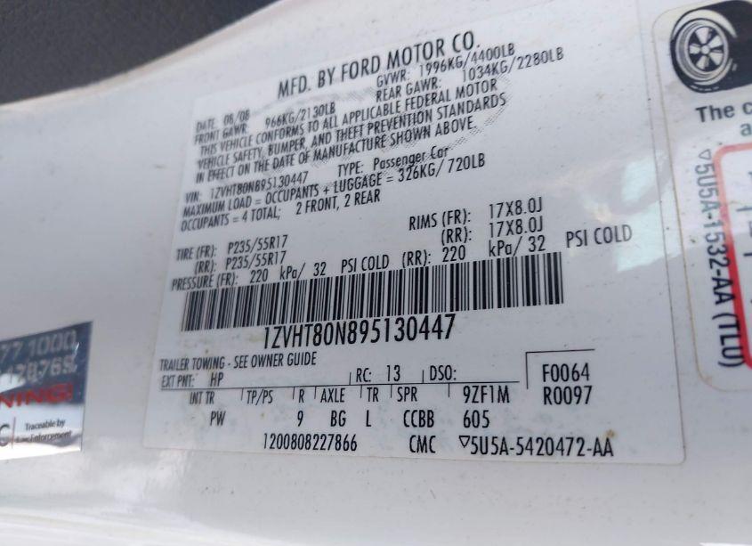 Photo 9 of 2009 Ford Mustang V6/V6 PREMIUM (VIN 1ZVHT80N895130447)