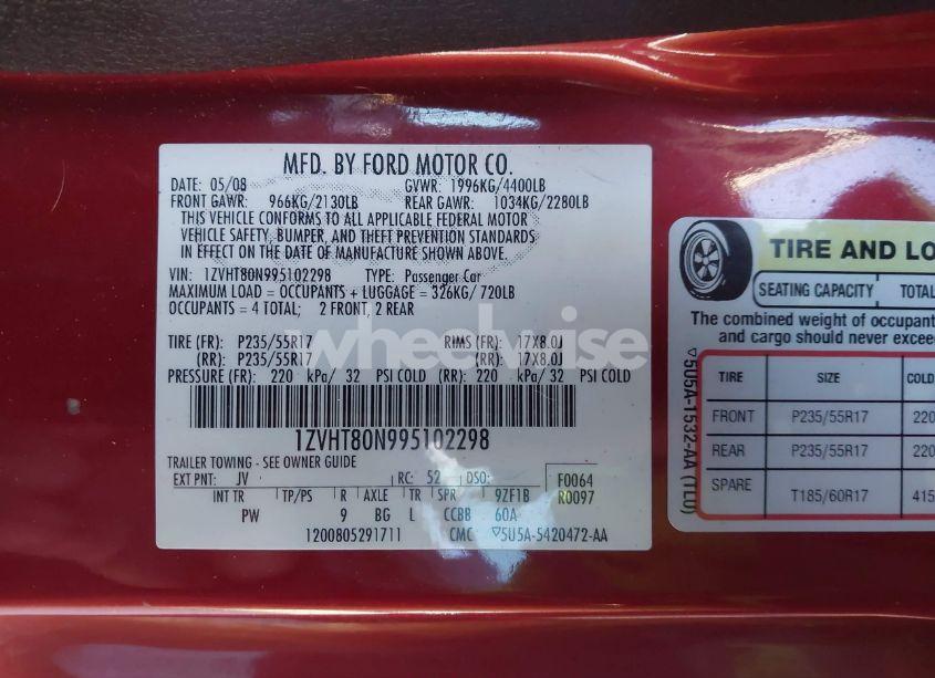 Photo 9 of 2009 Ford Mustang V6/V6 PREMIUM (VIN 1ZVHT80N995102298)