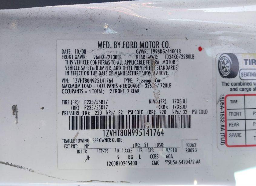 Photo 9 of 2009 Ford Mustang V6/V6 PREMIUM (VIN 1ZVHT80N995141764)