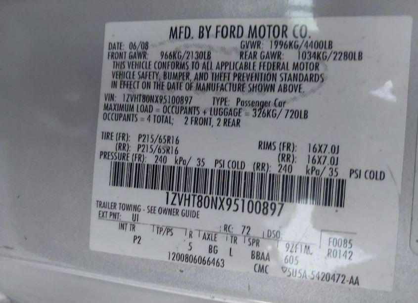 Photo 9 of 2009 Ford Mustang V6 (VIN 1ZVHT80NX95100897)