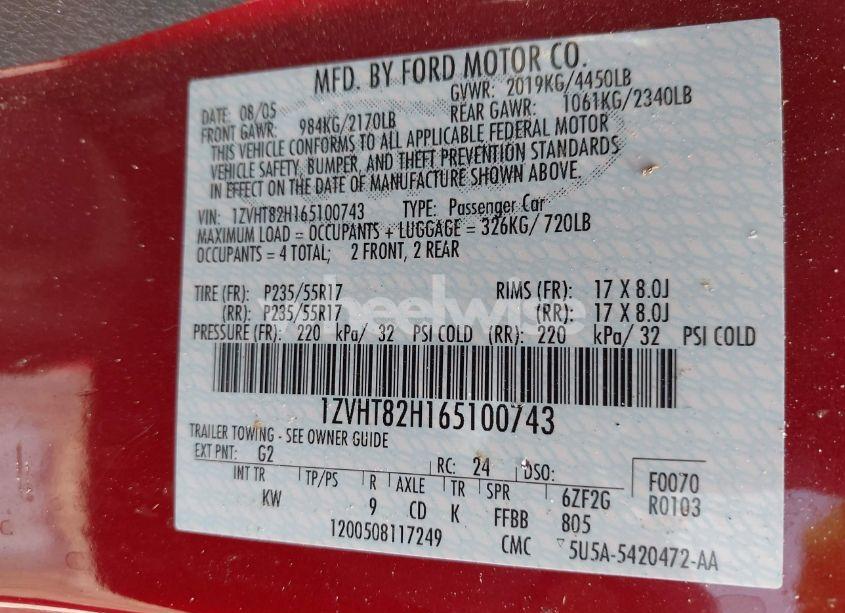 Photo 9 of 2006 Ford Mustang GT (VIN 1ZVHT82H165100743)