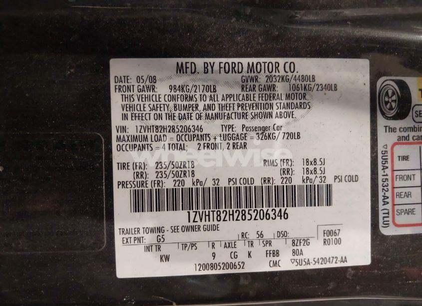 Photo 9 of 2008 Ford Mustang GT DELUXE/GT PREMIUM (VIN 1ZVHT82H285206346)