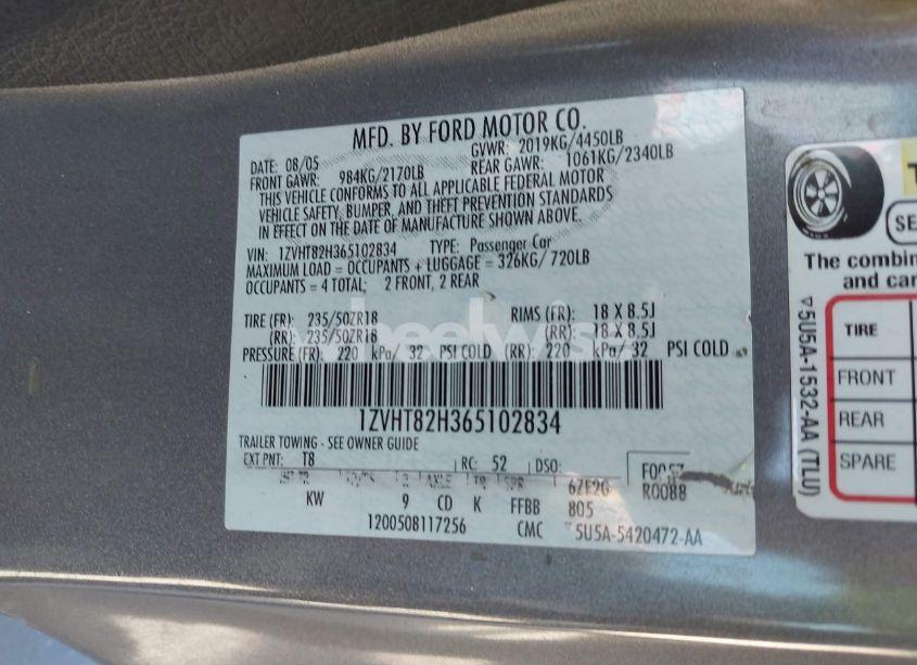 Photo 9 of 2006 Ford Mustang GT (VIN 1ZVHT82H365102834)