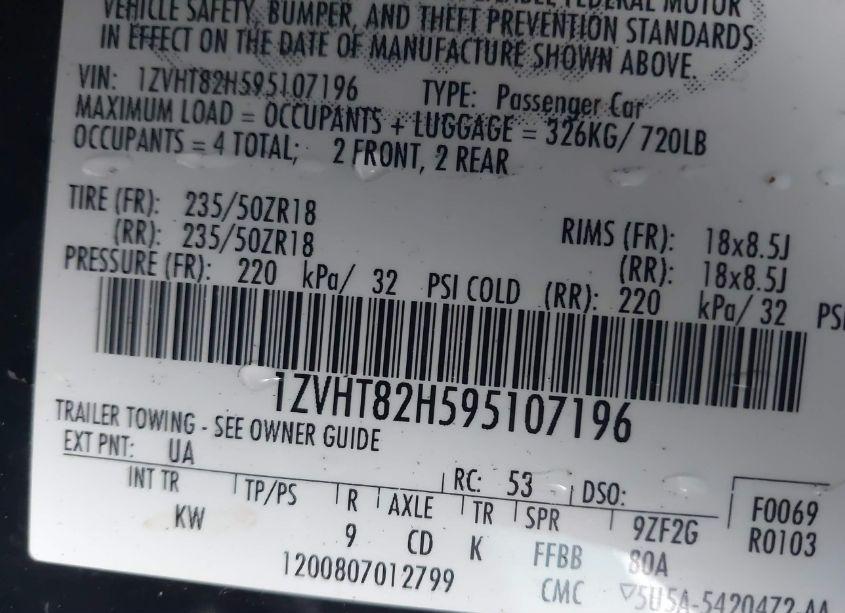 Photo 9 of 2009 Ford Mustang GT/GT PREMIUM (VIN 1ZVHT82H595107196)