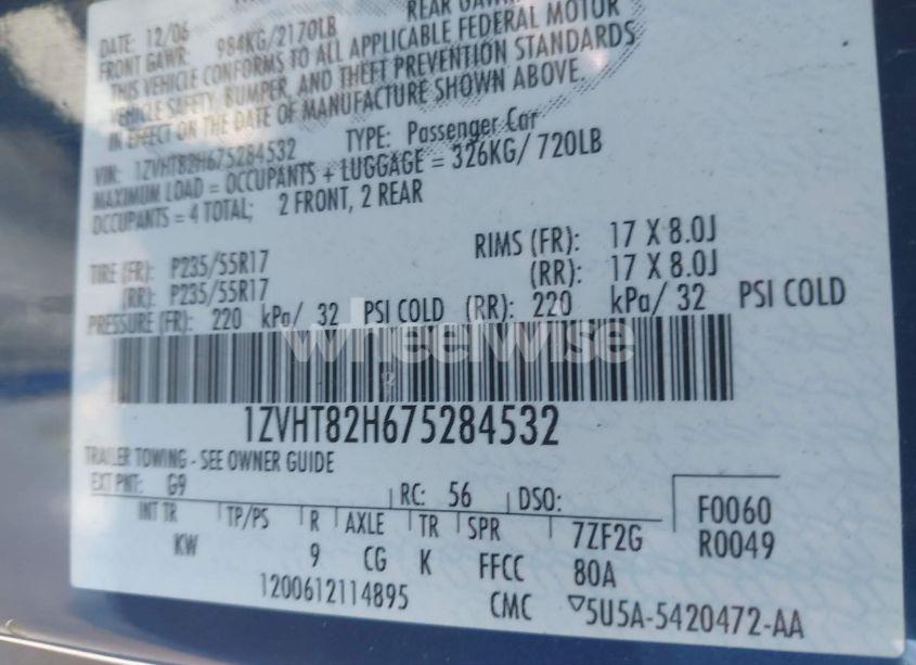 Photo 9 of 2007 Ford Mustang GT DELUXE/GT PREMIUM (VIN 1ZVHT82H675284532)