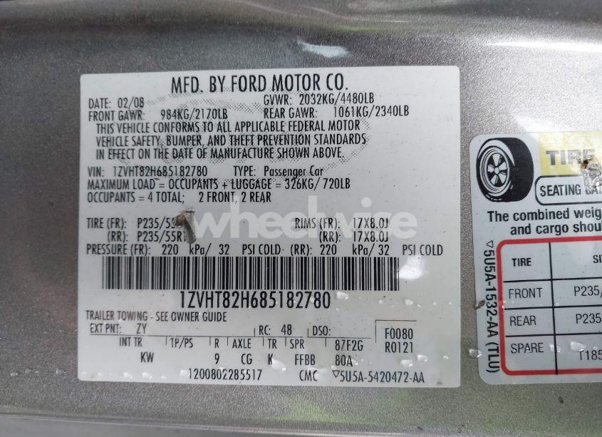 Photo 9 of 2008 Ford Mustang GT DELUXE/GT PREMIUM (VIN 1ZVHT82H685182780)