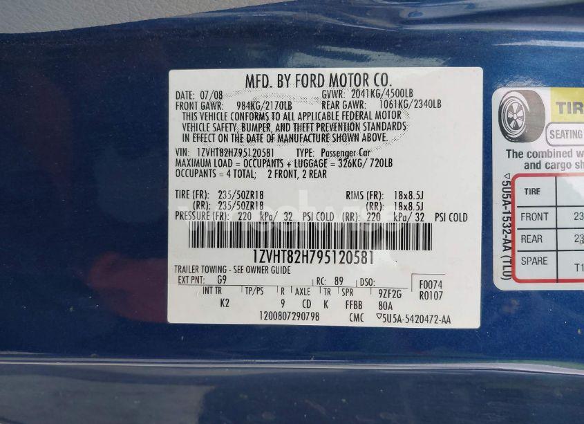 Photo 9 of 2009 Ford Mustang GT/GT PREMIUM (VIN 1ZVHT82H795120581)